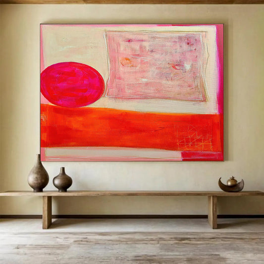 Pink - Orange Minimalist Abstract Art for Contemporary Dining Areas DLZ2457