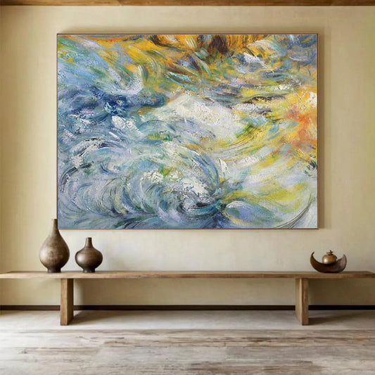 Impressionist Wave Painting for Coastal Home Nautical - Themed Living Rooms DLZ2675