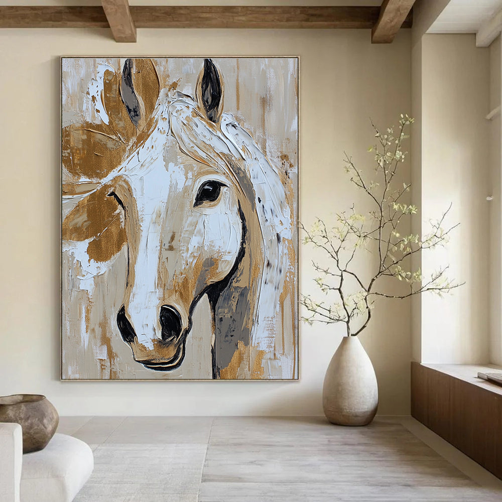 Textured Horse Head Art for Equestrian Home & Bar STSC073