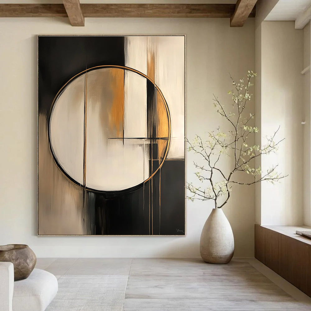 Gold - Accented Circular Abstract for High - End Boutique & Modern Dining Room STSC209