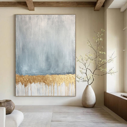 Blue and Gold Drip for Luxury Living Room & Art Deco - Inspired Lounge STSC571