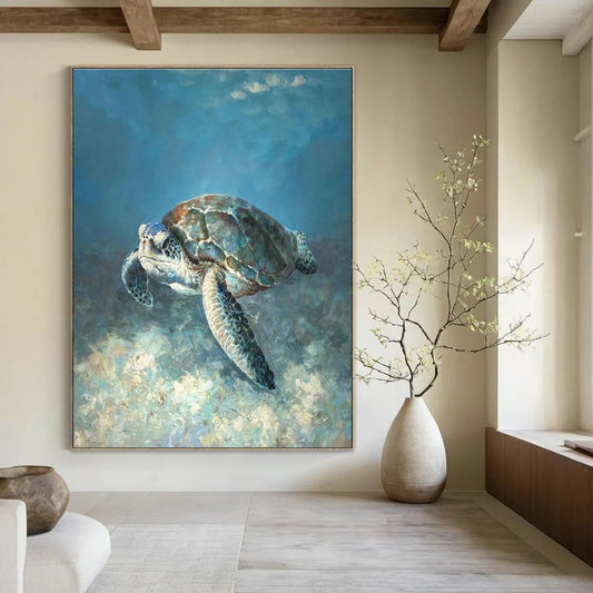 Realistic Sea Turtle Art for Coastal Home Bathroom & Marine - Themed Gallery DLZ2143