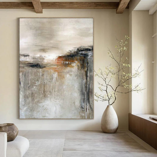 Gray - Beige Abstract Art for Modern Spa & Home Library DLZ2032