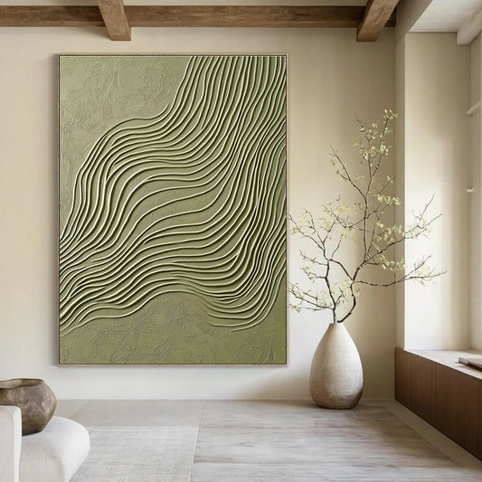 Wavy Lines in Green for Modern Eco - Friendly Café & Nature - Inspired Office STSC940