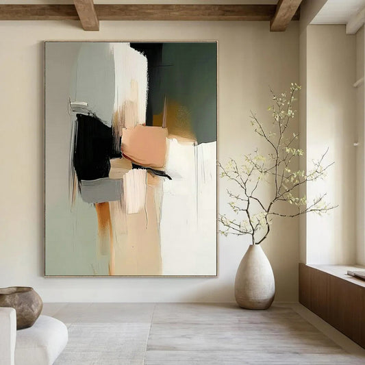 Color - Block Geometric Abstract Art for Modern Living Room & Art Gallery Exhibition DLZ1840