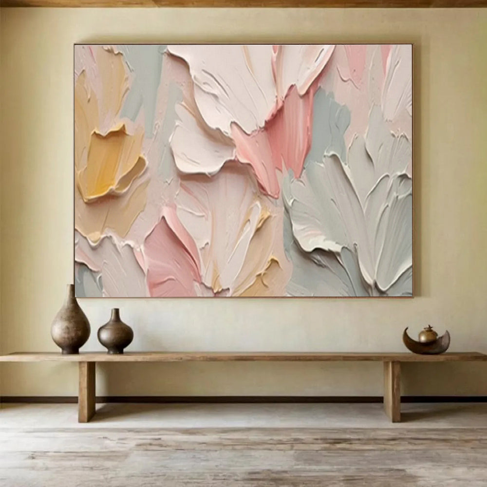 Textured Floral Relief Art for Elegant Bedroom Retreat DLZ3051