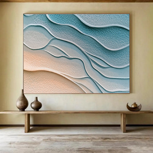 Blue - Gray Sand Waves Art for Coastal Home & Spa Retreat SC452