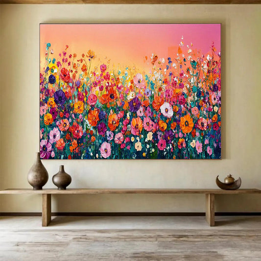 Vibrant Flower Field Art for Cheerful Sunroom Ambiance DLZ3064