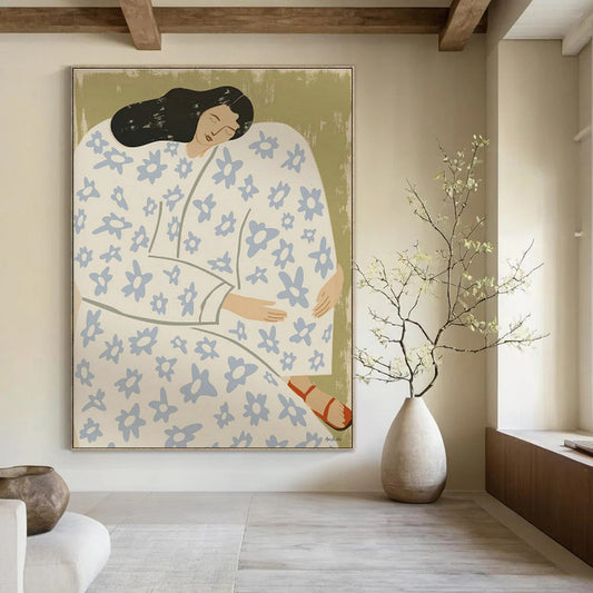 Woman in Floral Dress Art for Vintage - Inspired Home & Boutique Hotel Room DLZ1153