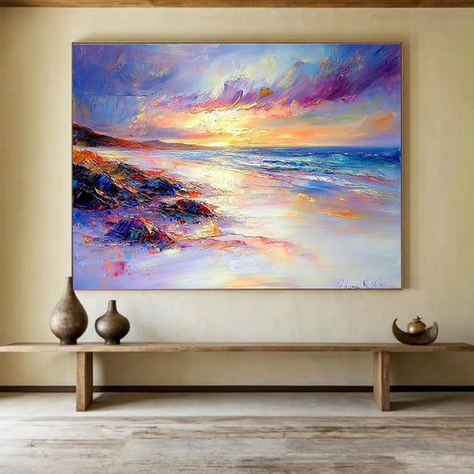 Colorful Beach Sunset Art for Coastal Home Living Room & Luxury Resort Lobby SC522