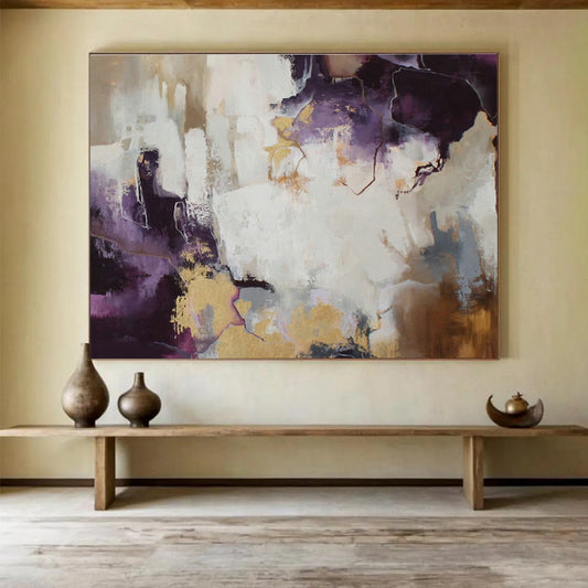 Purple - Gold Abstract Art for Upscale Boutique Bedrooms DLZ2515