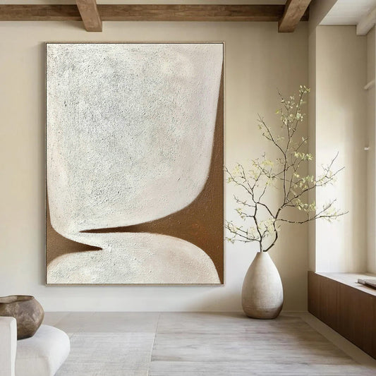 Brown - White Abstract Art for Minimalist Home Office & Art Gallery DLZ1186