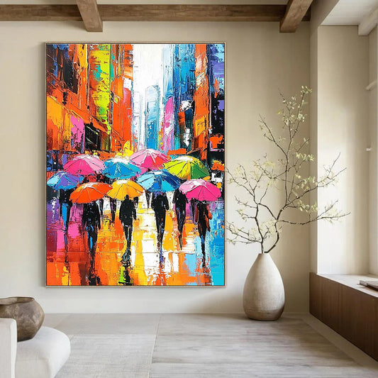 Colorful Umbrella Cityscape for Trendy City Apartment & Art - Loving Café STSC849