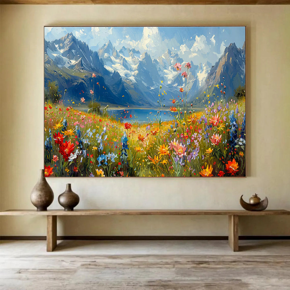 Flower - Filled Landscape Oil Painting for Garden - Inspired Living Spaces DLZ2640