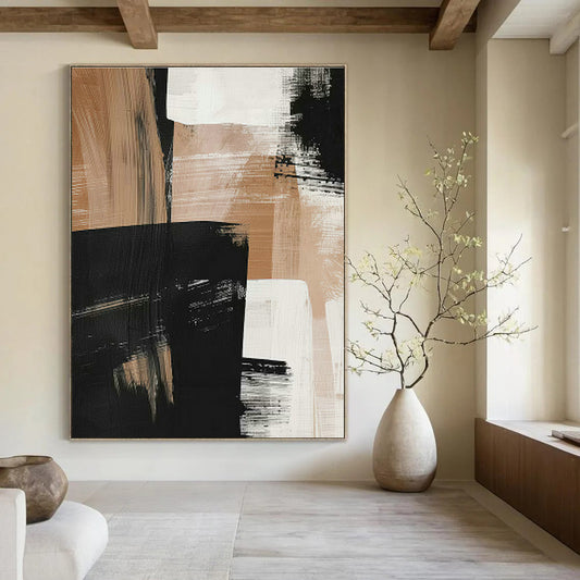 Brown - Black Abstract Painting for Industrial - Style Loft & Corporate Boardroom DLZ0659