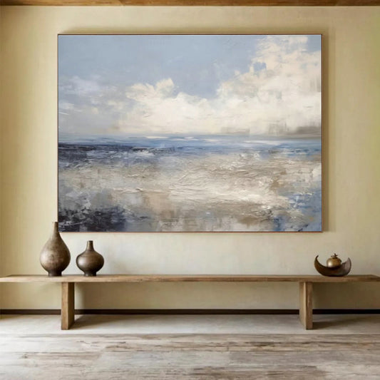 Blue - Grey Seaside Abstract Art for Relaxing Reading Nook DLZ2721