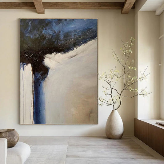 Blue and Gray Abstract Flow Art for Coastal - Inspired Office & Creative Studio DLZ2199