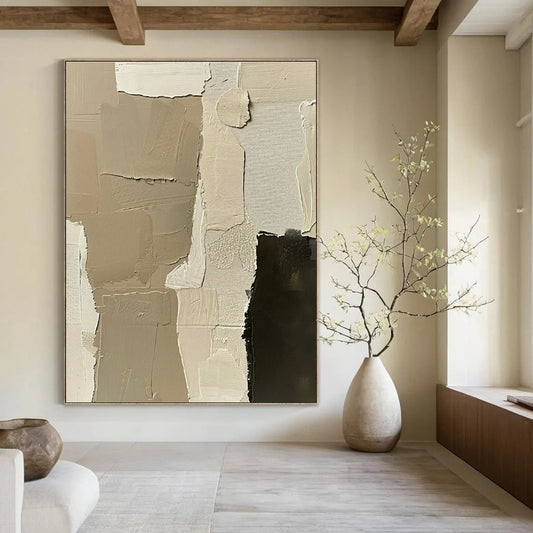 Brown - Tone Collage Abstract Art for Art Deco Living Room & Boutique Hotel Lobby DLZ1168