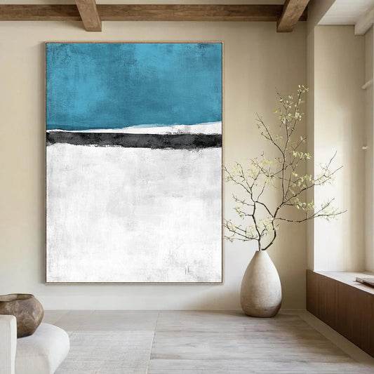 Blue, Black and White Abstract for Coastal Home Office & Serene Spa Retreat STSC523