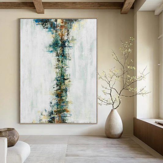 White - Blue - Green Abstract Art for Minimalist Home Entryway Walls DLZ0024