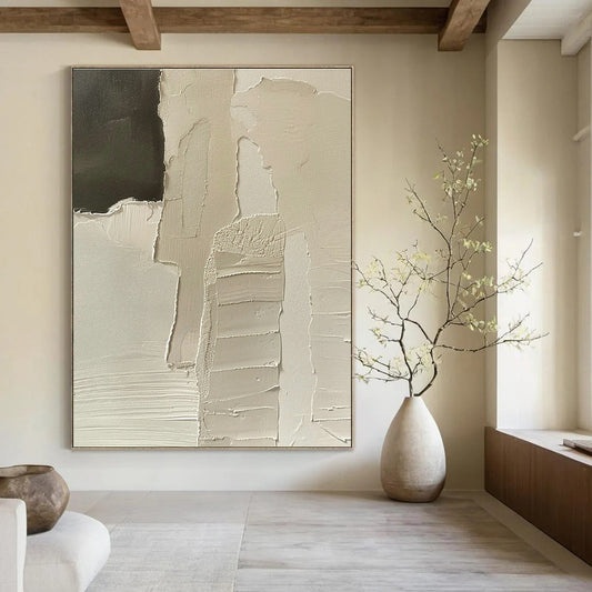 Gray - White Layered Abstract Art for Scandinavian Home & Contemporary Office DLZ1169