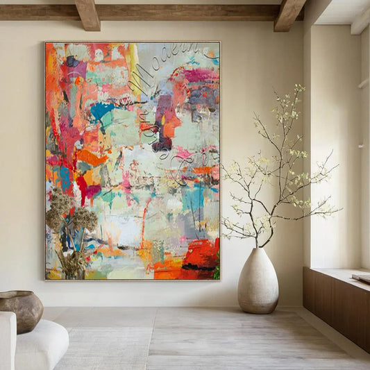 Colorful Abstract Art with Dried Flowers for Bohemian Home & Art Festival Booth DLZ1827
