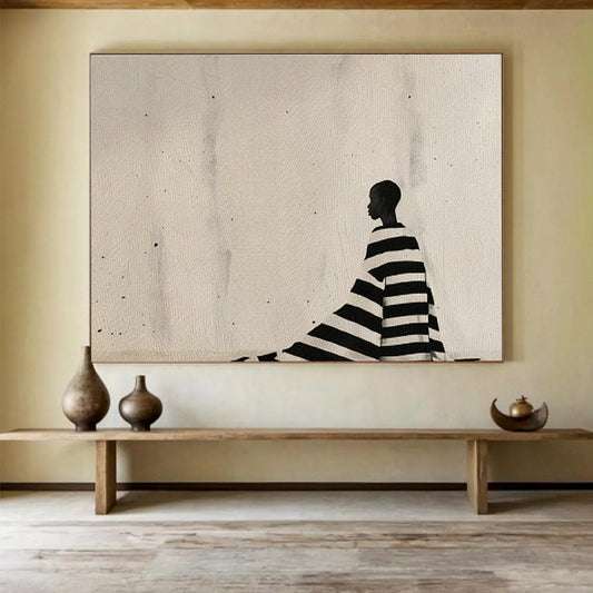 Black - and - White Stripe Silhouette Art for Minimalist Gallery Exhibition Spaces DLZ2612