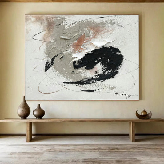 Grey - Black - Pink Abstract Art for Study Thoughtful Ambiance DLZ2696