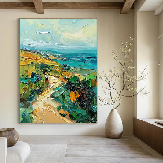 Textured Coastal View Art for Beach House & Caf茅 STSC082