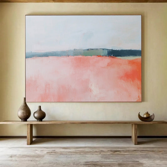 Soft Pink Field Abstract Art for Feminine Boutique & Calming Nursery SC055