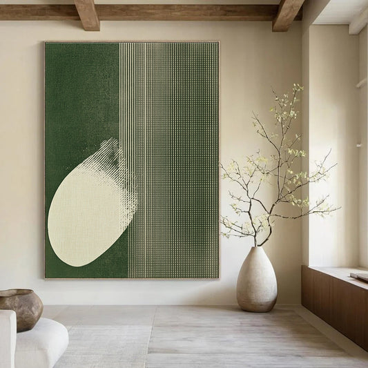 Abstract Green and White Art for Minimalist Home Office & Modern Art Studio STSC1037