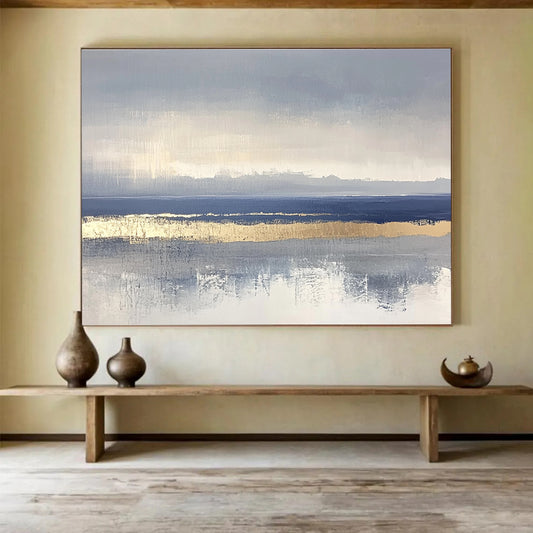 Gray - Gold Sea Abstract Art for Luxury Yacht Club & Modern Beach House SC038