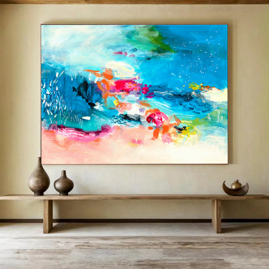 Blue - Tone Colorful Abstract Art for Inviting Dining Areas DLZ2415