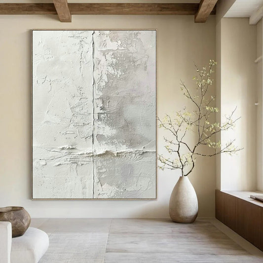 Gray - White Textured Abstract Art for Industrial - Chic Loft & Minimalist Art Gallery DLZ1913