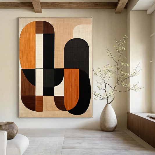 Wooden - Texture Geometric Shapes Art for Home Decor Store & Mid - Century Modern Living Room STSC1319