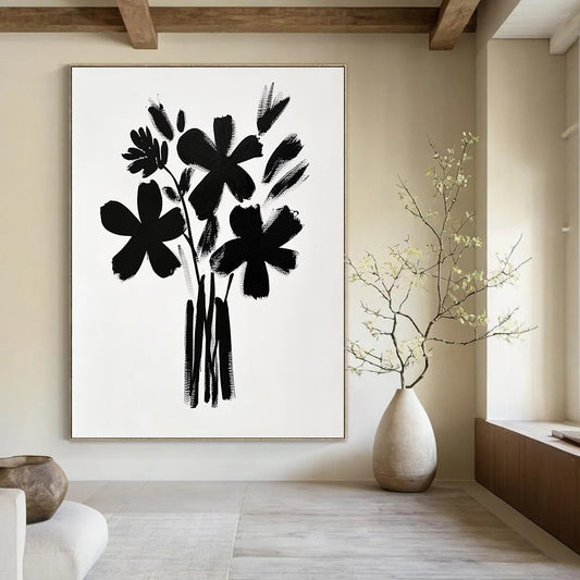 Black Abstract Flower Bouquet 2 for Minimalist Office & Contemporary Art Studio STSC925