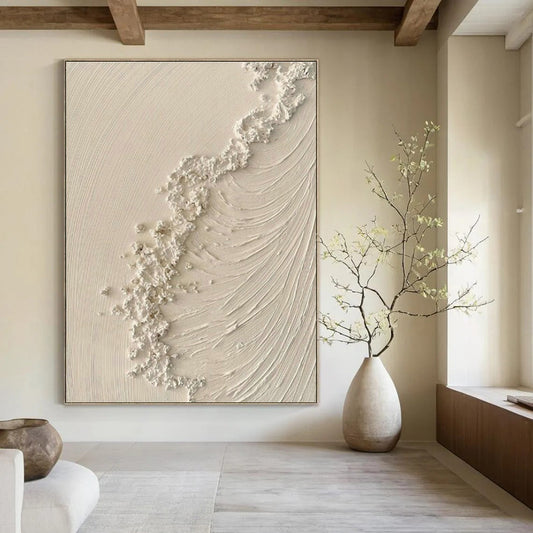 Textured White Art for Minimalist Spa & Scandinavian - Style Home Bathroom DLZ1526