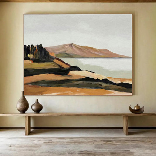 Minimalist Landscape Oil Painting for Modern Scandinavian Living Rooms DLZ3113