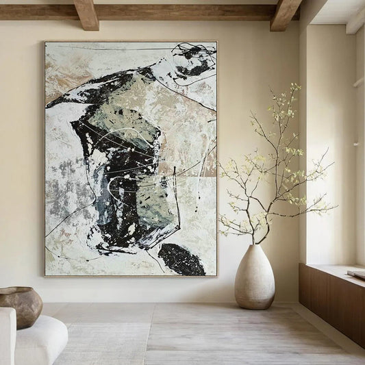 Black - White Line Abstract Art for Living Room & Modern Office DLZ0559