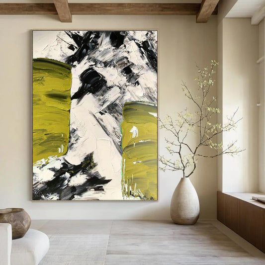 Green - Black - White Block Art for Living Room & Art Studio DLZ0483