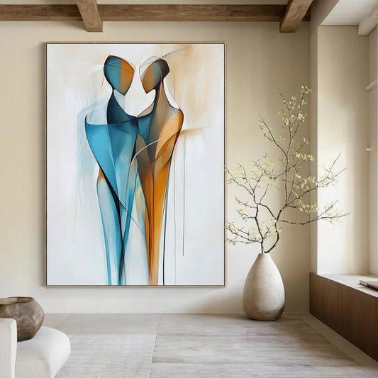 Abstract Couple Silhouette Art for Anniversary Gift & Bedroom STSC712