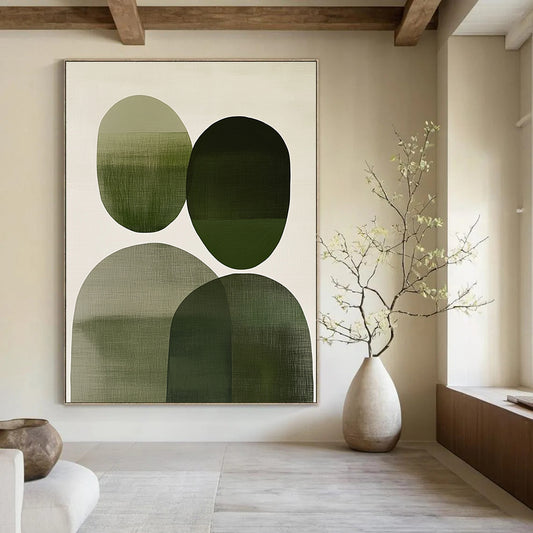 Overlapping Green Figures Art for Wellness Center & Family Home STSC1083