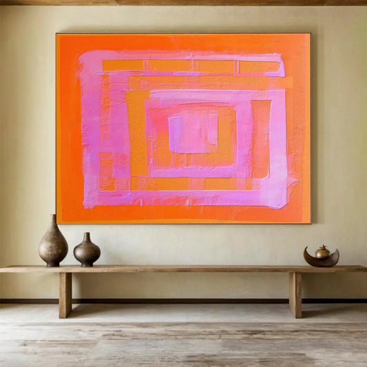 Orange - Pink Geometric Art for Bold Home Office DLZ2752