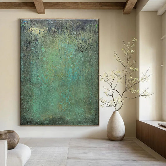 Teal - Green Textured Abstract Art for Bathroom & Coastal Home DLZ1199