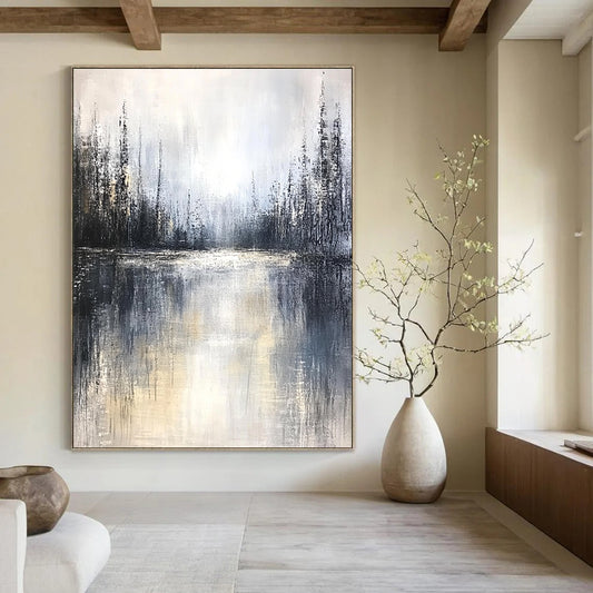 Grayish Forest Lake Art for Bedroom & Spa STSC083