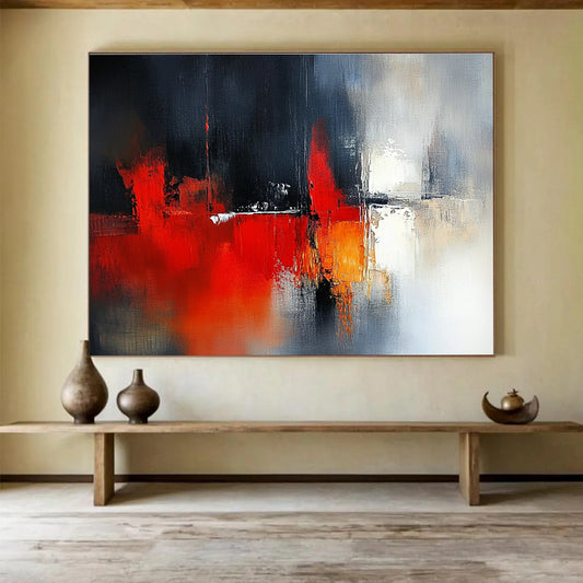 Red - Black Abstract Cityscape Art for Modern Penthouse Living Room & Urban Art Gallery SC230