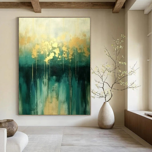 Green - Gold Abstract Art for Tropical Resort & Art - Loving Home DLZ1818