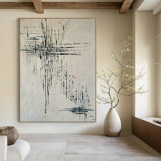 Blue and Black Line Abstract Art for Contemporary Art Studio & Urban - Themed Café DLZ0749