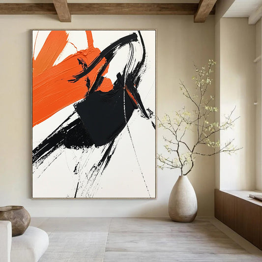 Orange and Black Abstract Strokes for Contemporary Office & Art Studio STSC1274