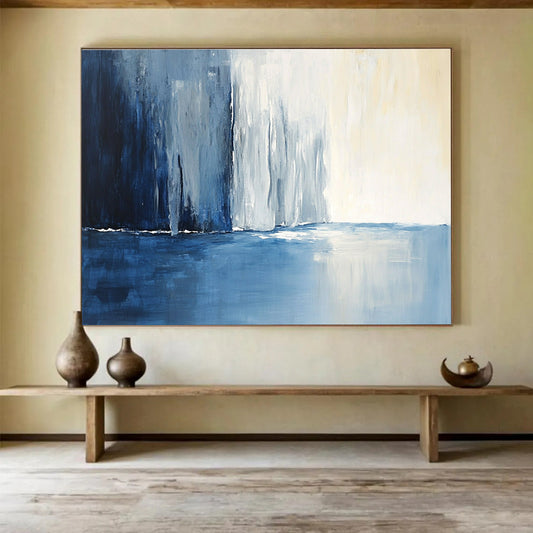 Blue - Toned Abstract Landscape Art for Lakeside Resort & Serene Bedroom SC045
